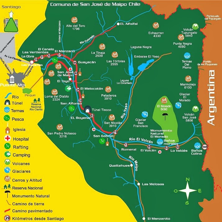 Mapa Cajon Del Maipo 